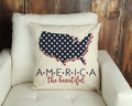 America The Beautiful Pillow Cover 18x18 inch- Fourth of July- Independence Day Cotton and Crate