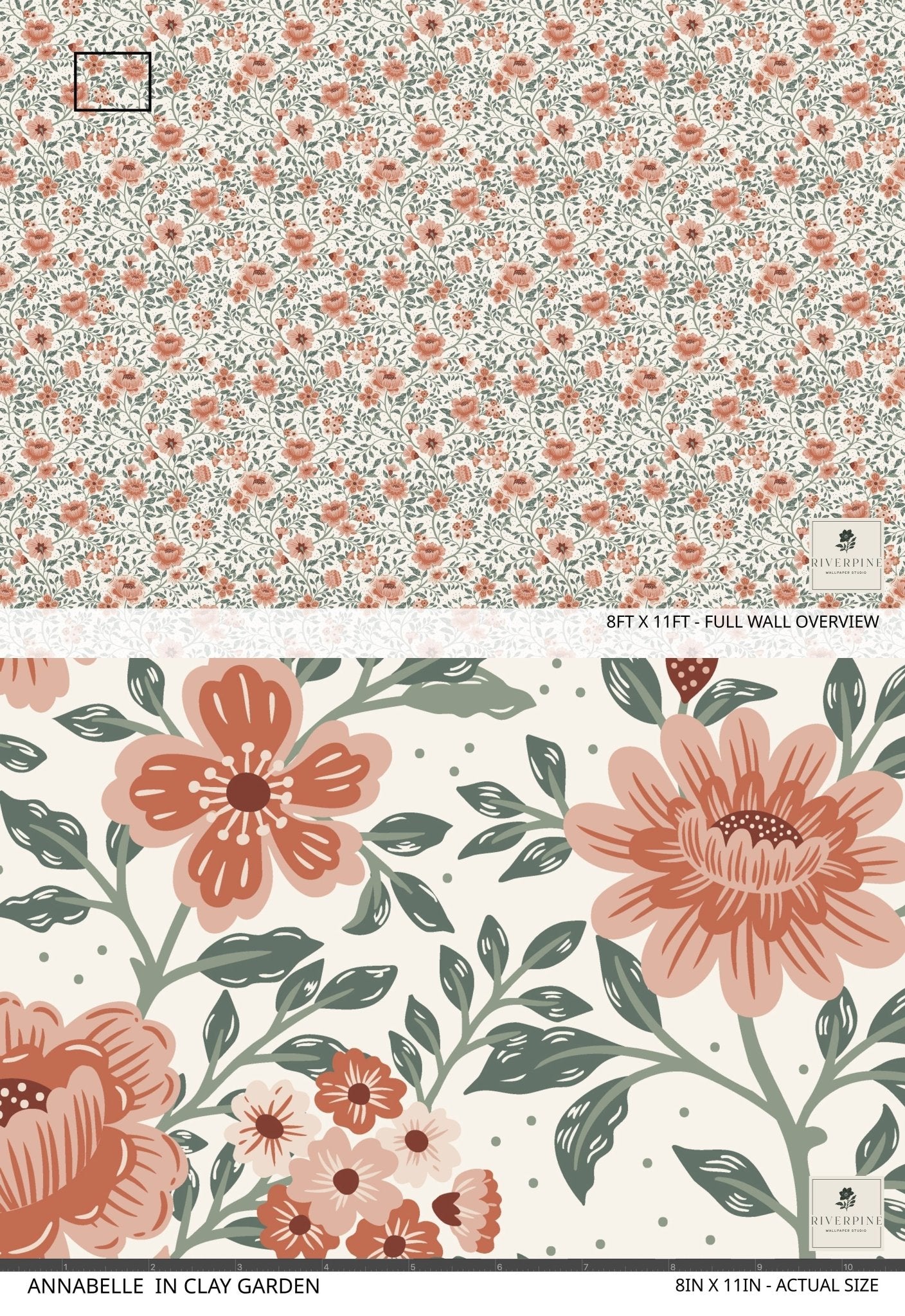 Annabelle Wallpaper in Clay Garden