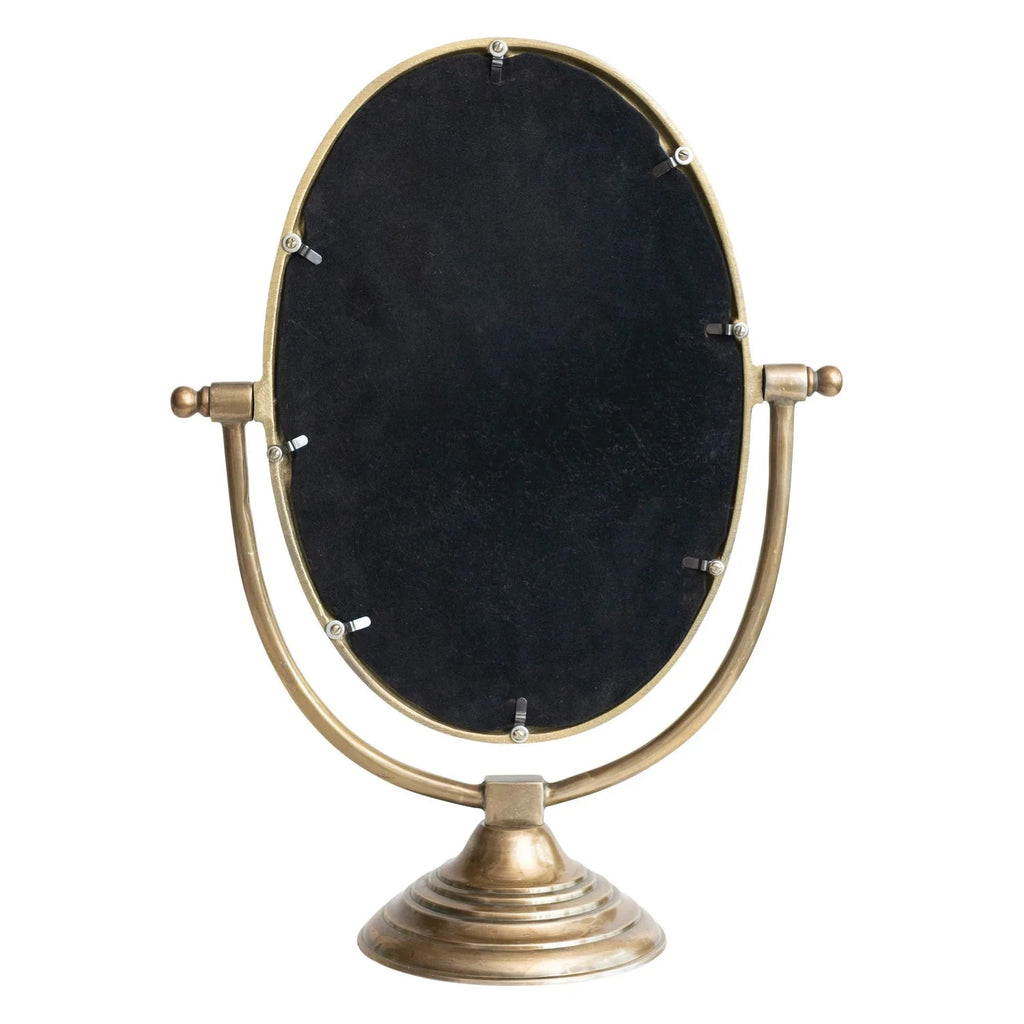 Austine Framed Mirror on Stand – Antique Brass Finish White Cliff Studio