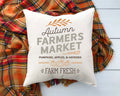 Autumn Farmers Market Pillow Cover 18x18 inch Cotton and Crate