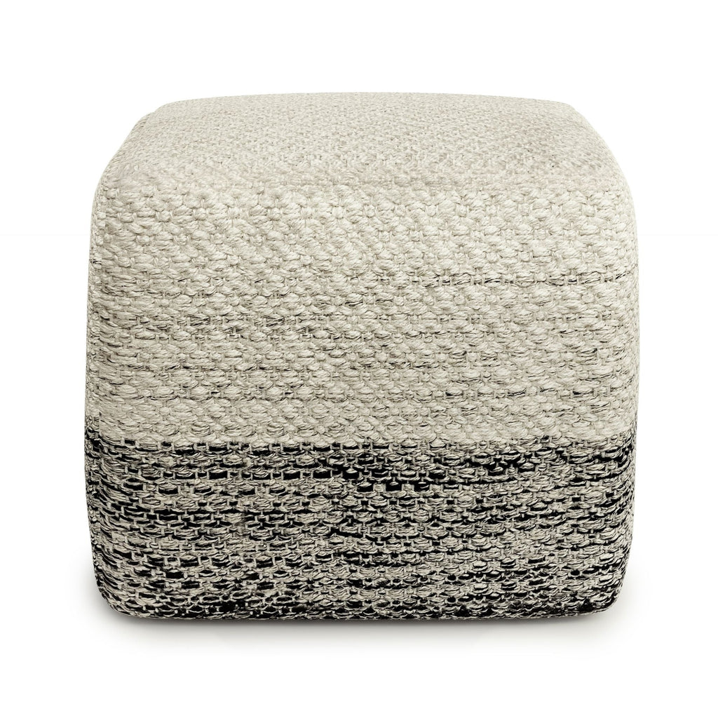 Macie - Square Woven Outdoor / Indoor Pouf - Gray / White Unique Piece Furniture