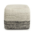 Macie - Square Woven Outdoor / Indoor Pouf - Gray / White Unique Piece Furniture