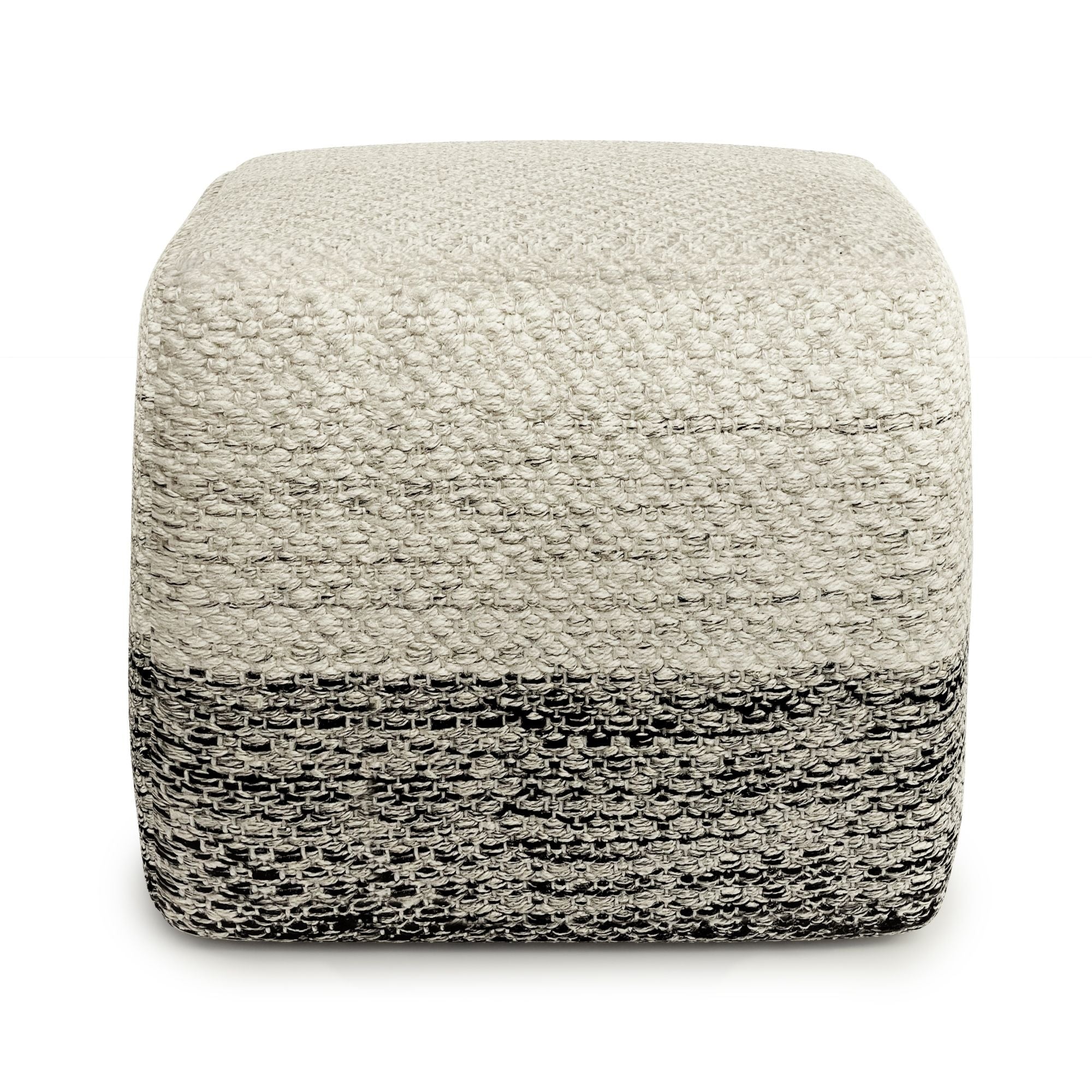 Macie - Square Woven Outdoor / Indoor Pouf - Gray / White Unique Piece Furniture