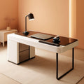 Ivory 50 Inch Office Computer Desk With Cabinet LED lights ShipItFurniture