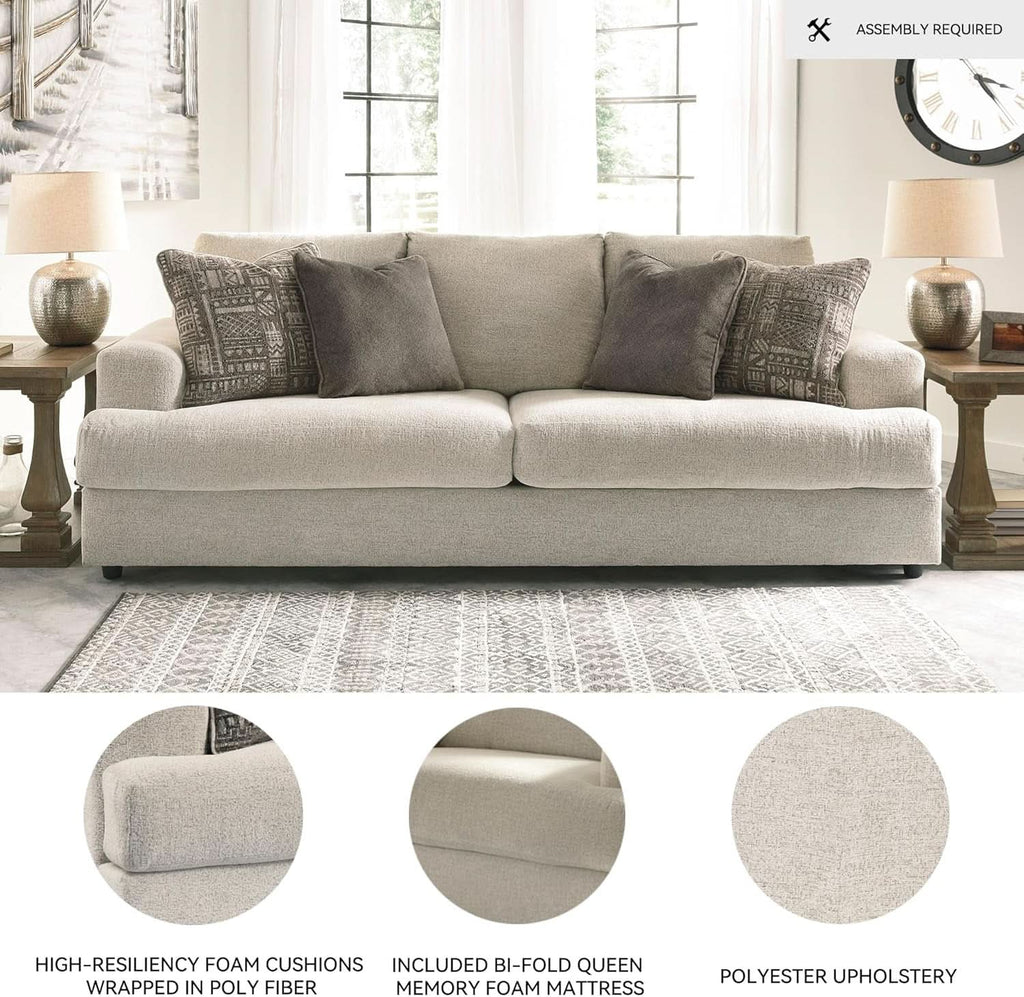 Soletren Premium Chenille Queen Sofa Sleeper White ShipItFurniture