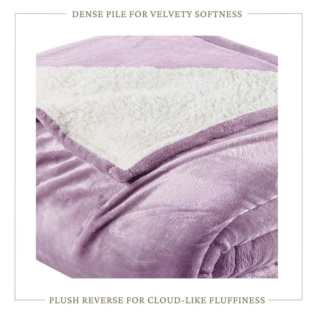 Velvet Plush Sherpa Bed Blanket - Sherpa Fleece Collection Great Bay Home