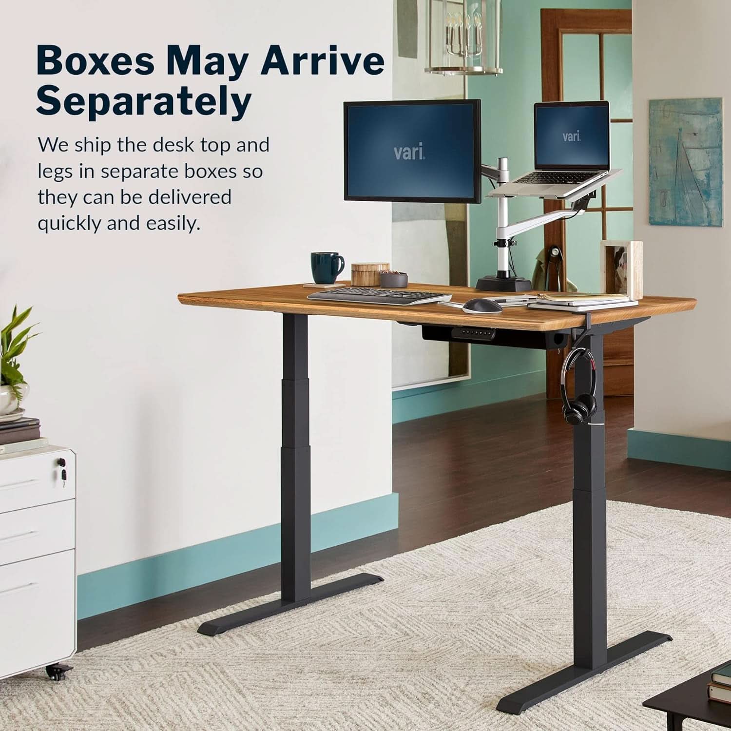 Electric Standing Desk 60 Inch With Butcher Block Top ShipItFurniture