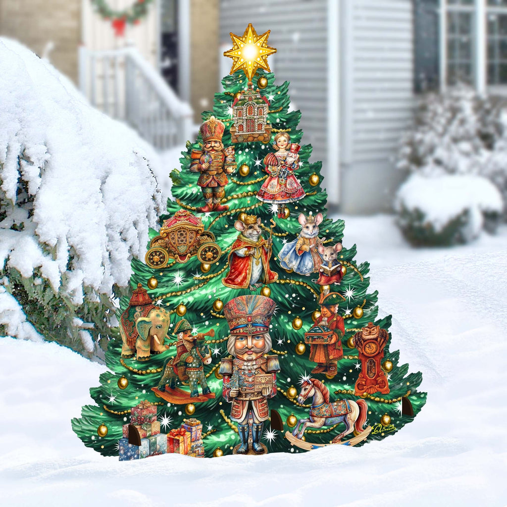 Nutcracker-Themed Christmas Tree Outdoor Indoor Decor Wooden Christmas Decoration by G. Debrekht Christmas Decor - 8191501F G.DeBrekht