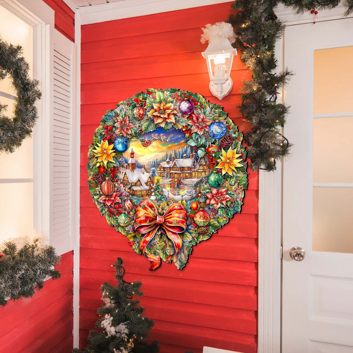 Christmas Wreath 36"-Inch Outdoor Indoor Decor Wooden Christmas Decoration by G. Debrekht - Christmas Decor - 8652802F G.DeBrekht