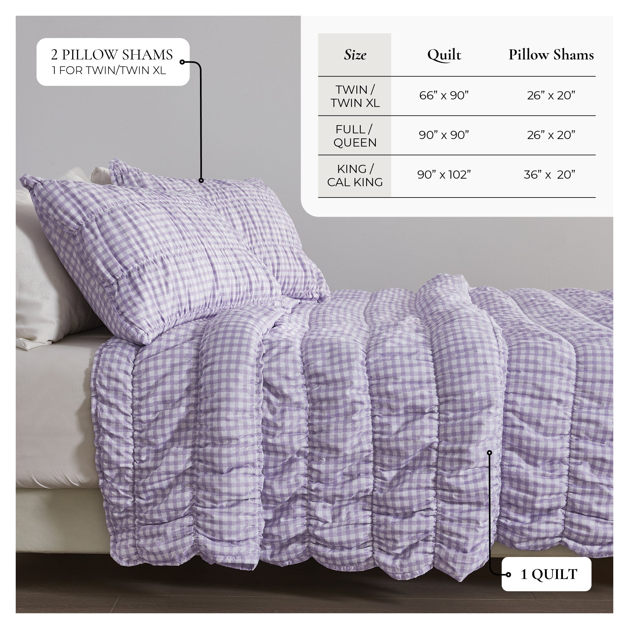 Gingham Printed Quilt Set - Gingham Collection Great Bay Home