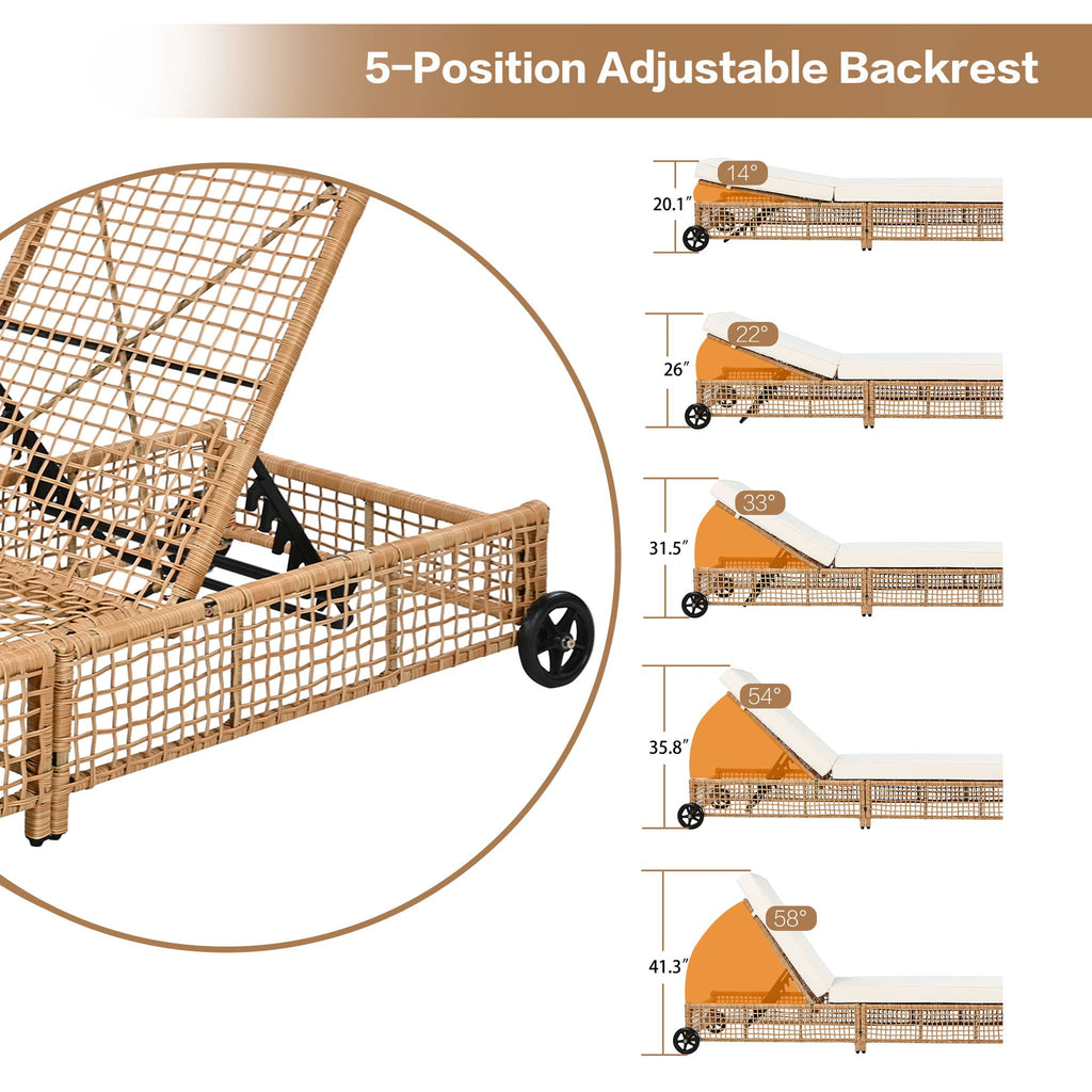 Outdoor Lounge Chair With 5 Position Backrest With Cushion And Wheels Unique Piece Furniture