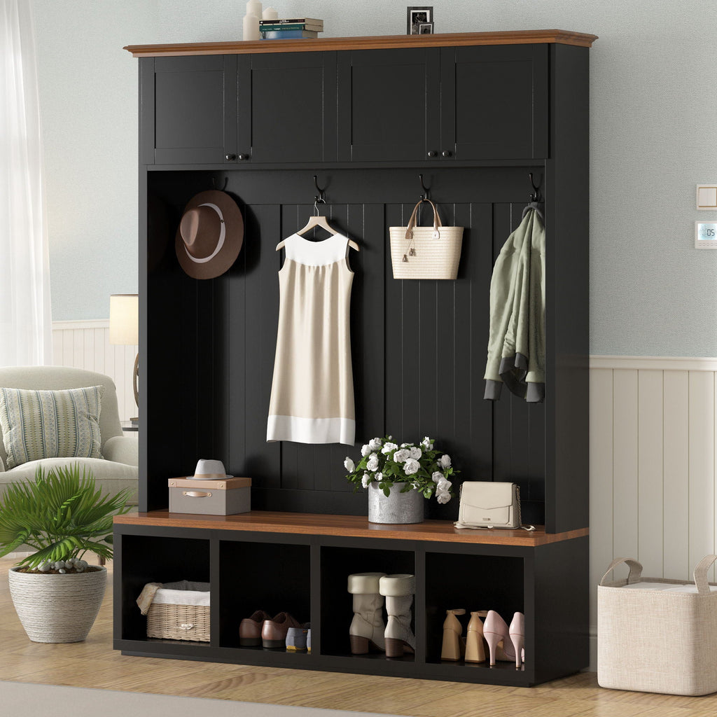 Entryway Hall Tree With Bench And Storage Unique Piece Furniture