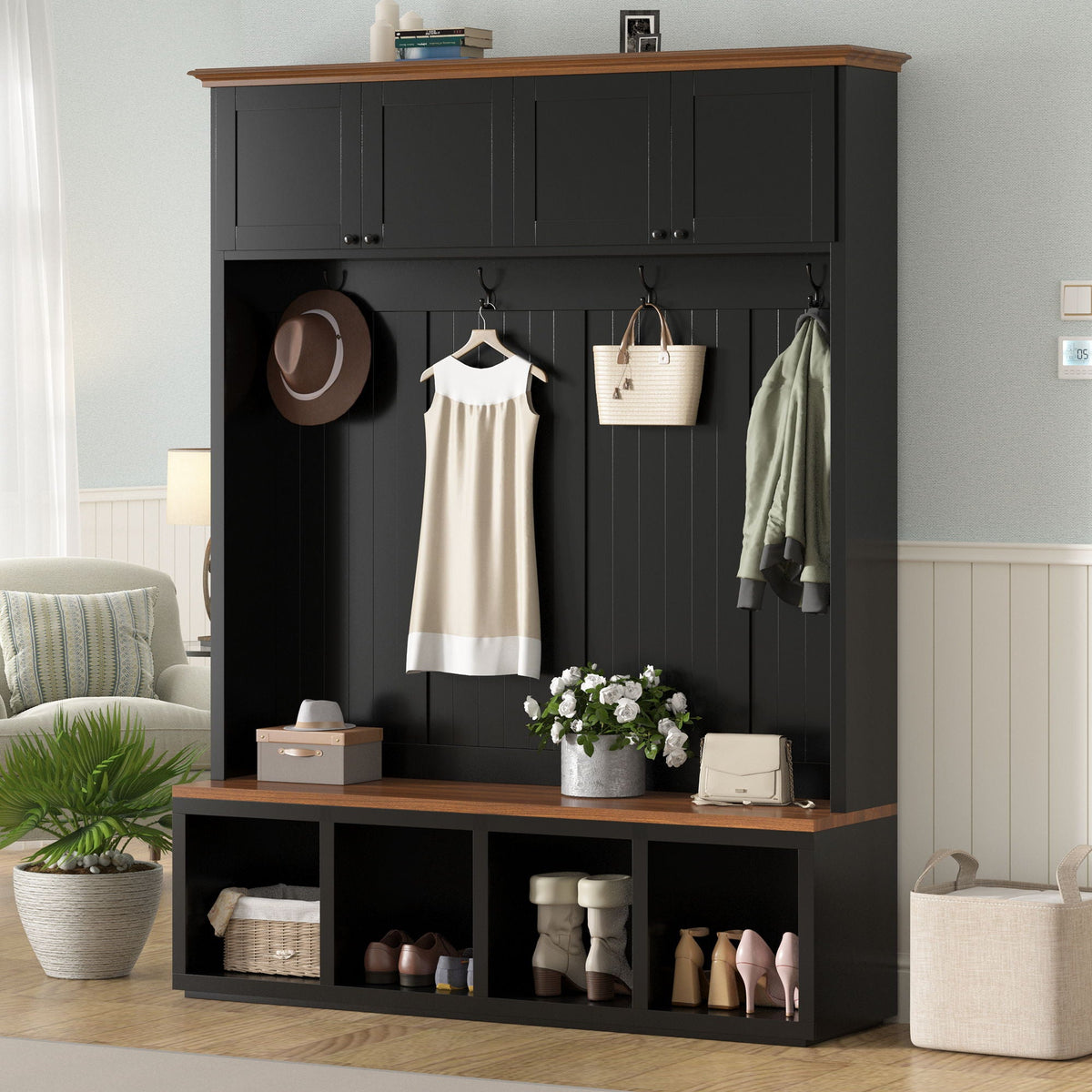 Entryway Hall Tree With Bench And Storage Unique Piece Furniture
