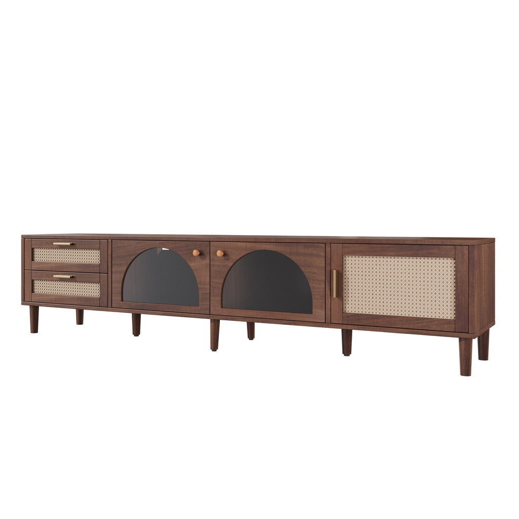 TV Stand With App-Controlled LED Lights, 2 Drawers & Door Storage Unique Piece Furniture