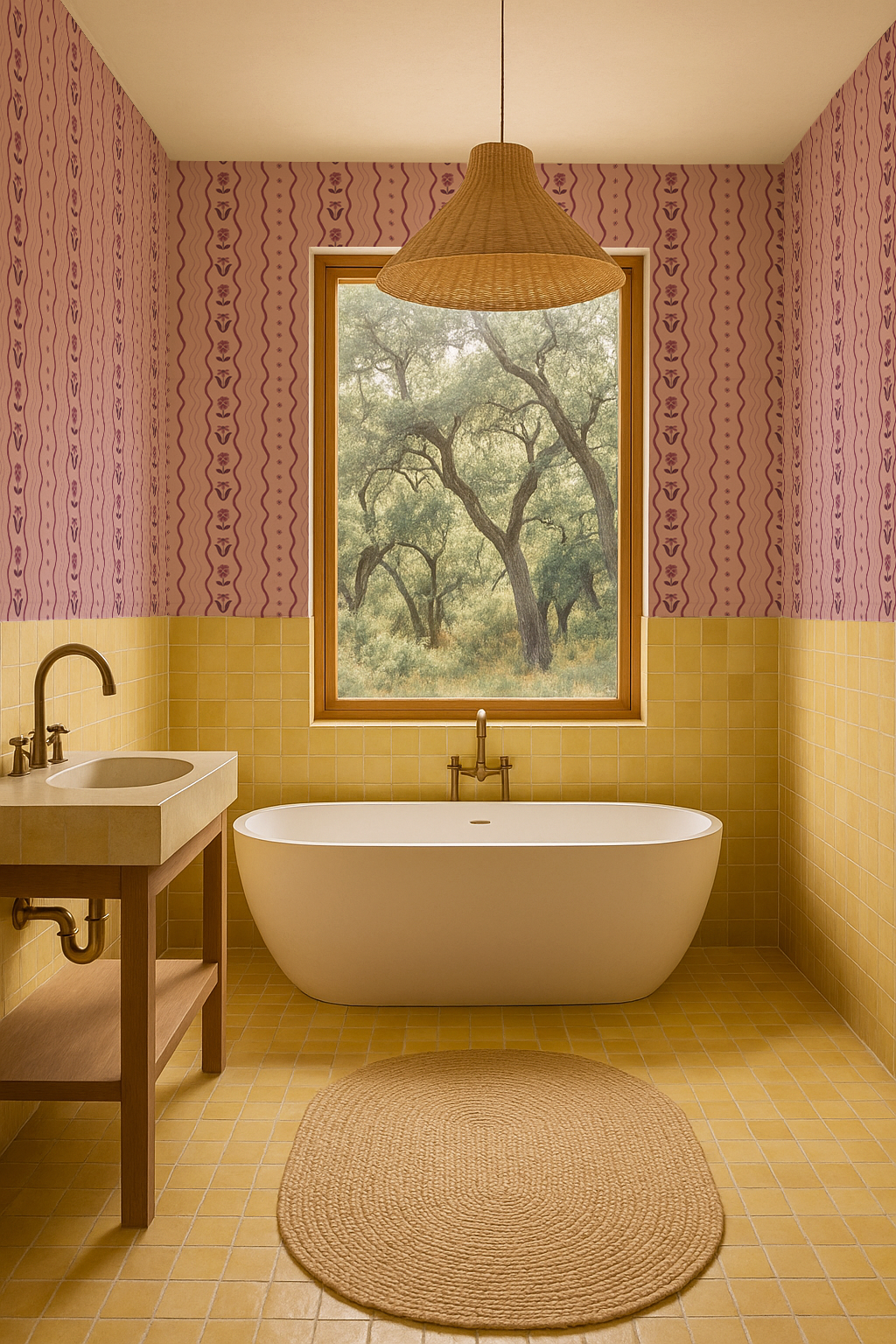 Posy Lane Stripe Wallpaper, lilac and plum Samantha Santana Creative