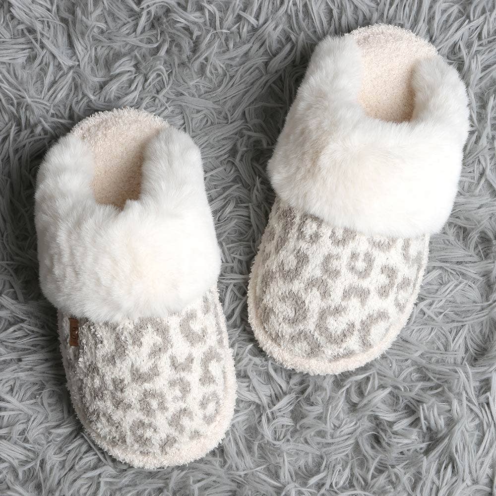 Leopard Faux Fur Soft Indoor Slippers Shop Fête