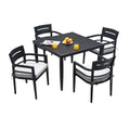 Outdoor Modern Dining Set, Chairs Sunbrella Cushioned And Dining Table With Umbrella Hole Unique Piece Furniture