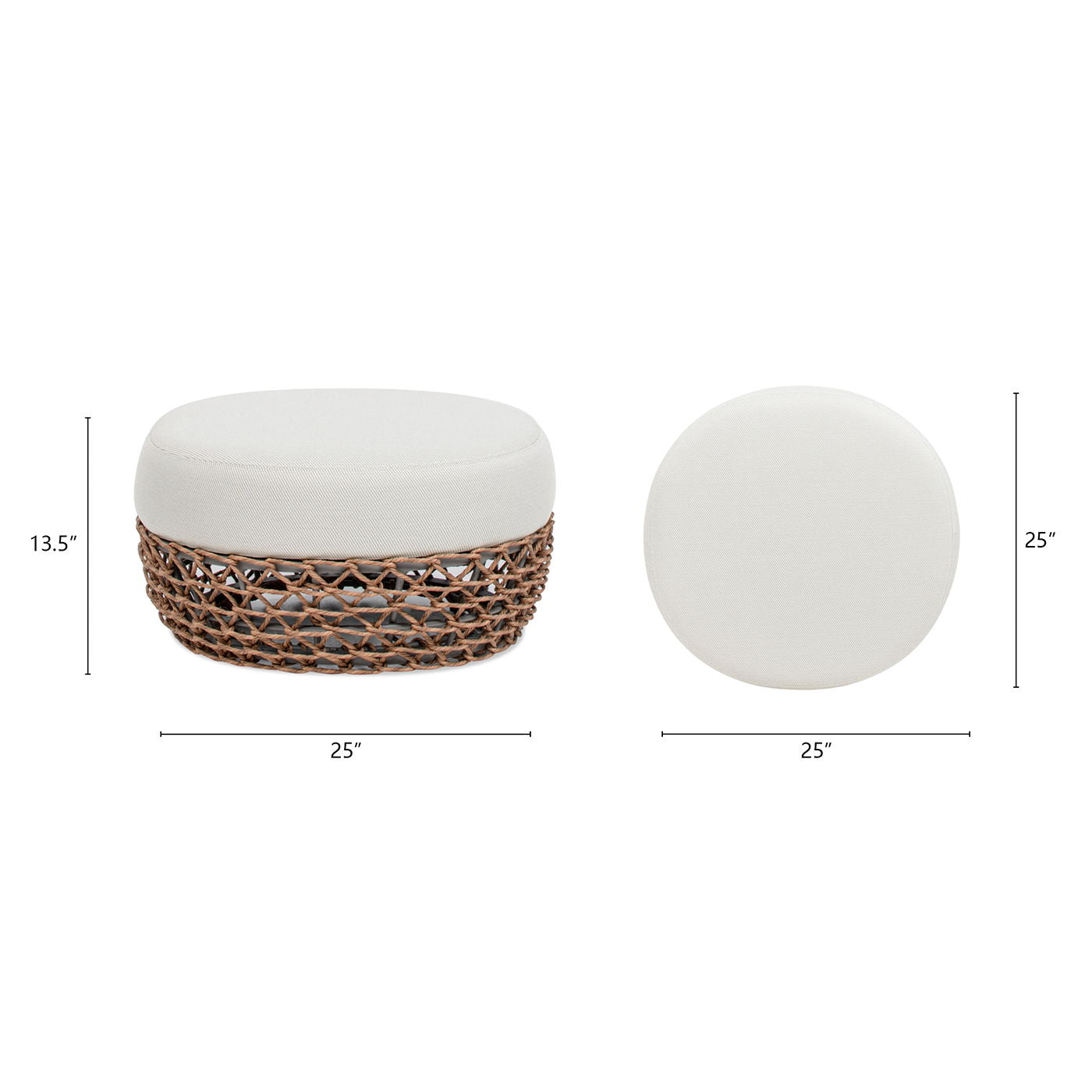Willow - Round Upholstered Patio Ottoman Unique Piece Furniture