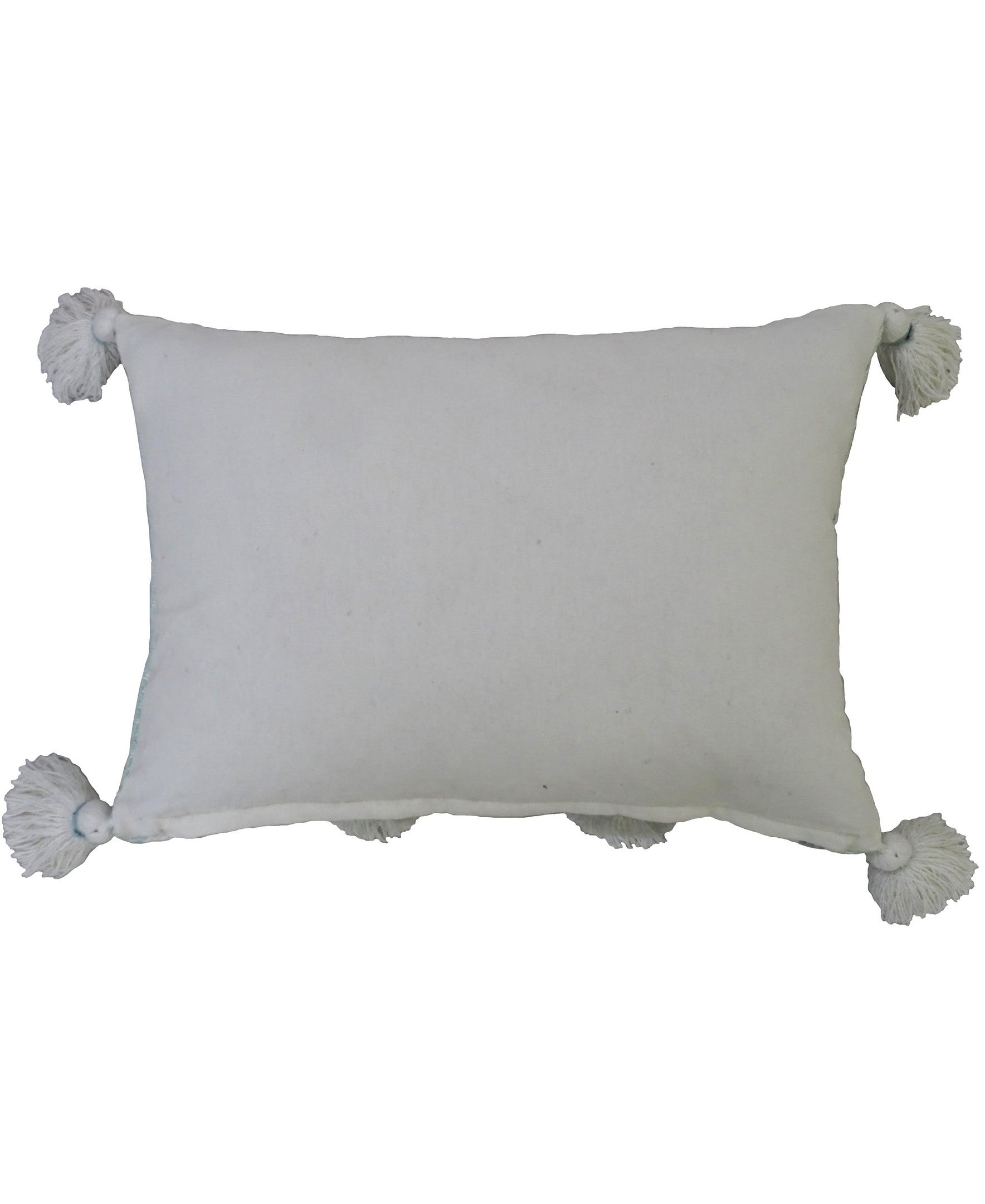 Accent Pillow with Large Poms and Corner Tassels 14" x 20" with Insert Vibhsa