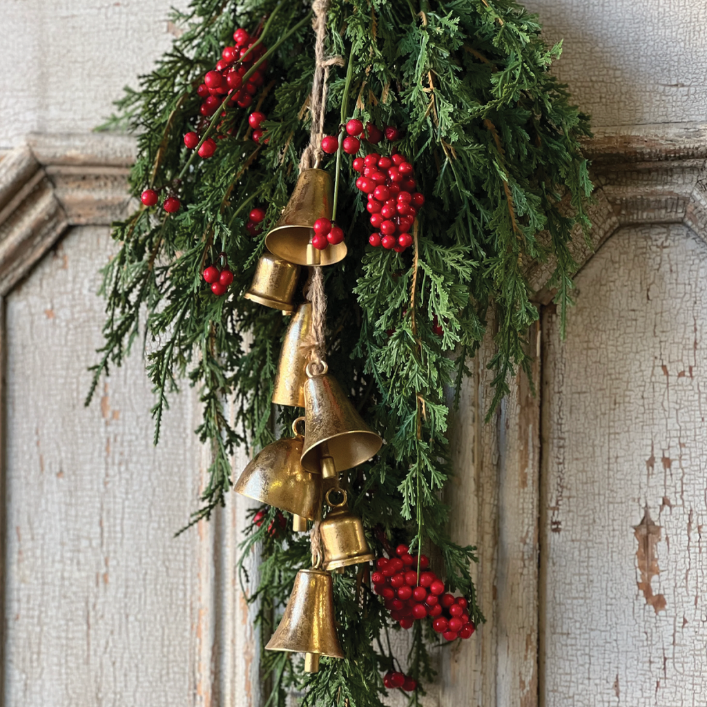 Ensemble Metal Gold Bell Hanging Branches Designs