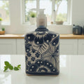 Black & White Talavera Soap Pump | Floral Ceramic Dispenser The Talavera Hub