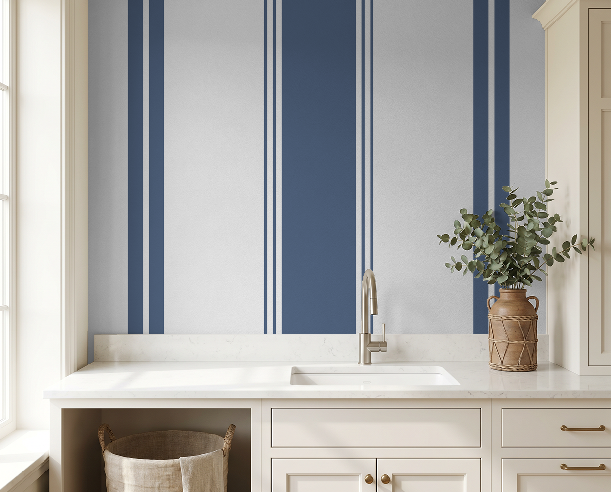 Fletcher Stripe (Blue) Wallpaper WALL BLUSH