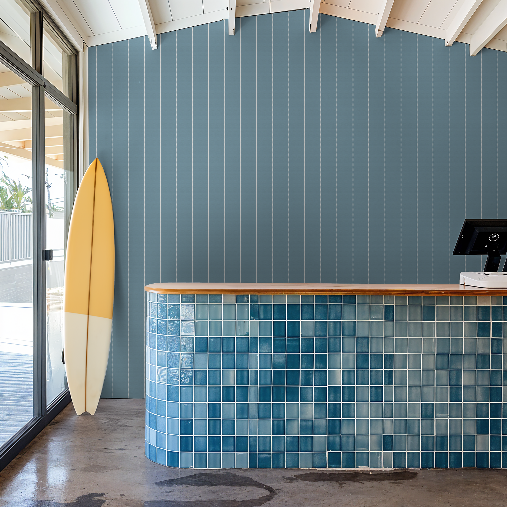 Pinstripe Dot (Blue) Wallpaper WALL BLUSH
