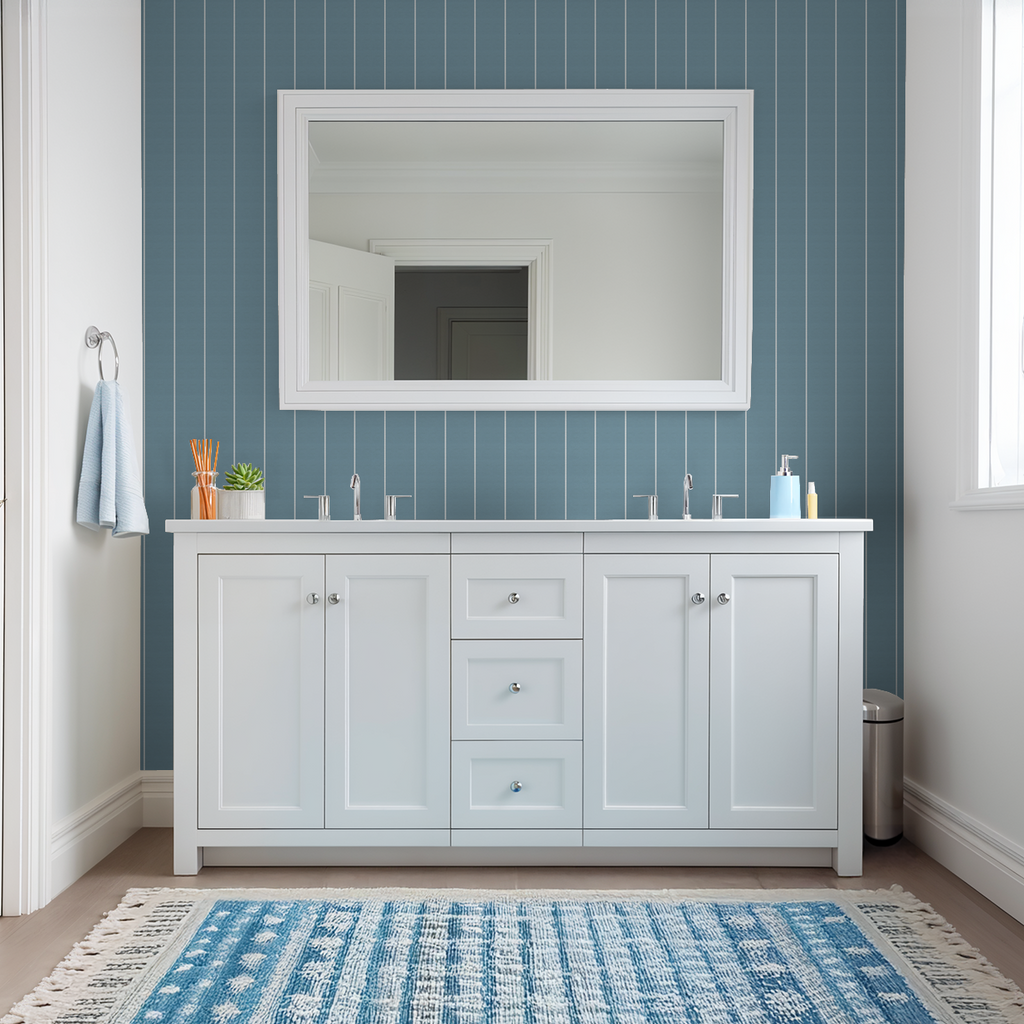 Pinstripe Dot (Blue) Wallpaper WALL BLUSH