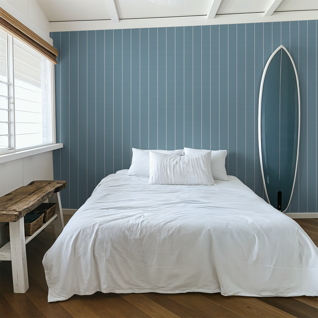 Pinstripe Dot (Blue) Wallpaper WALL BLUSH