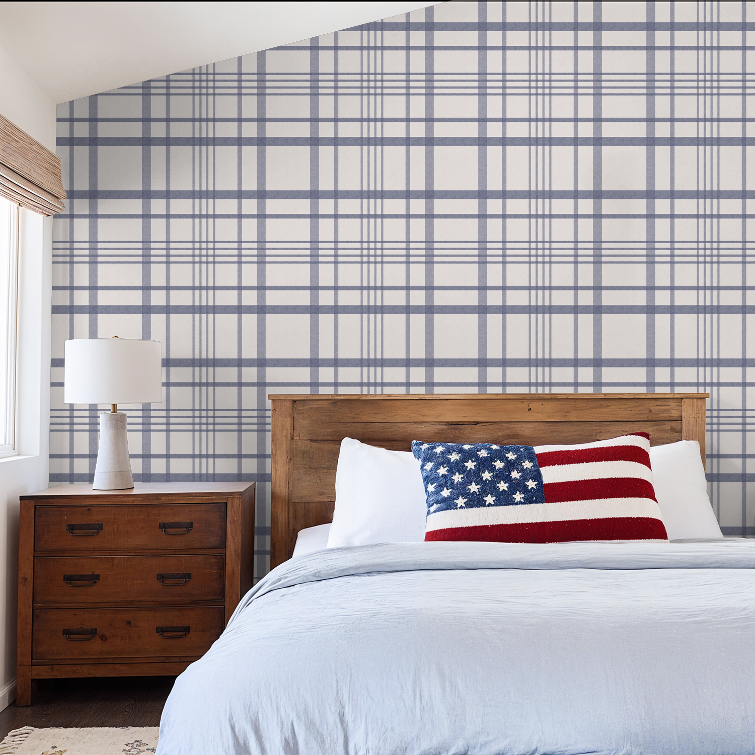 Ashford Plaid (Blue) Wallpaper WALL BLUSH