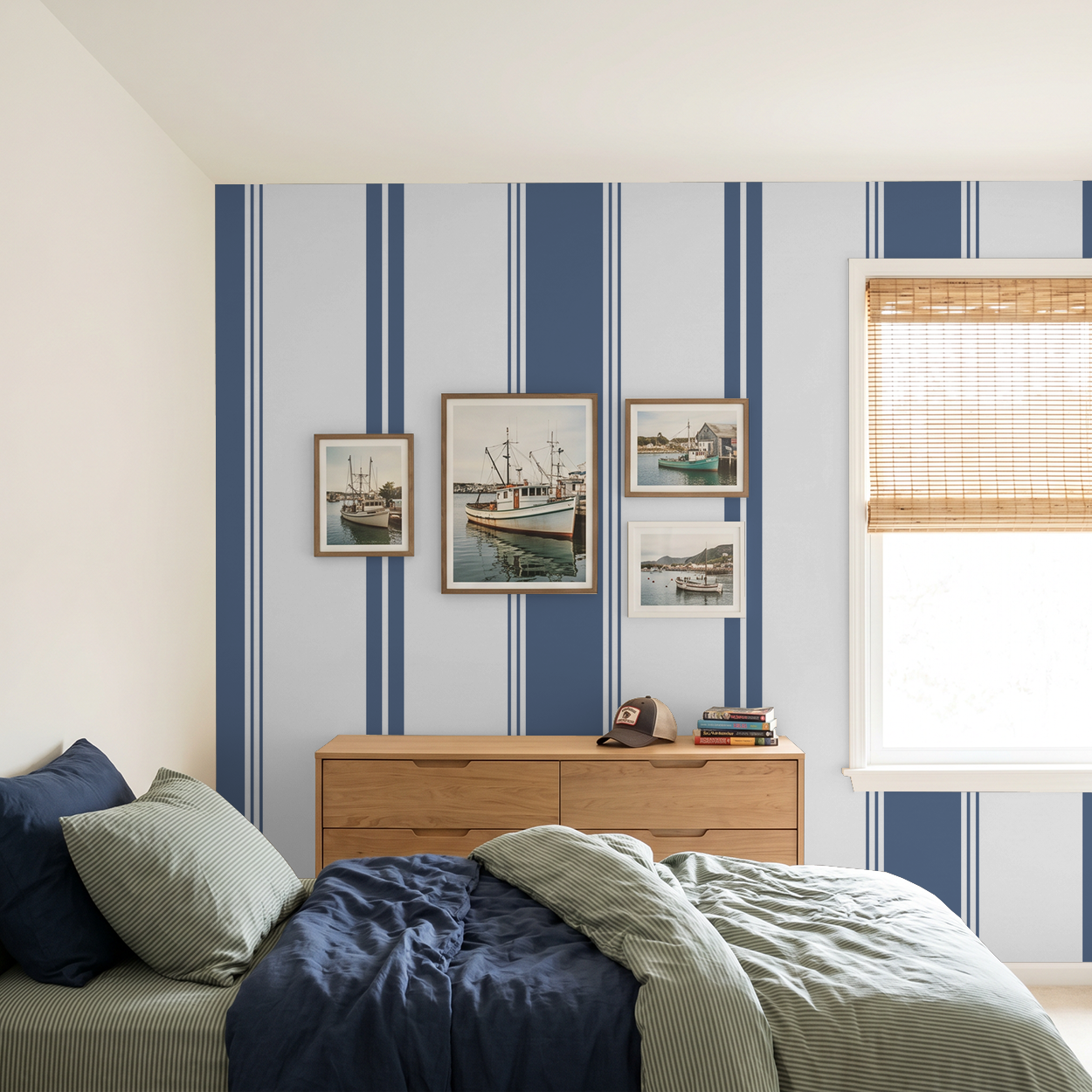 Fletcher Stripe (Blue) Wallpaper WALL BLUSH