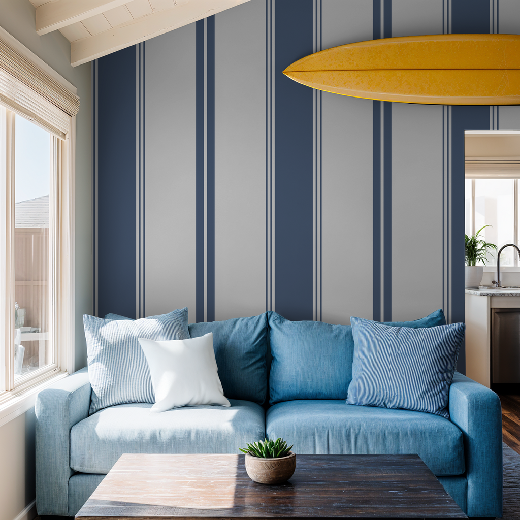 Fletcher Stripe (Blue) Wallpaper WALL BLUSH