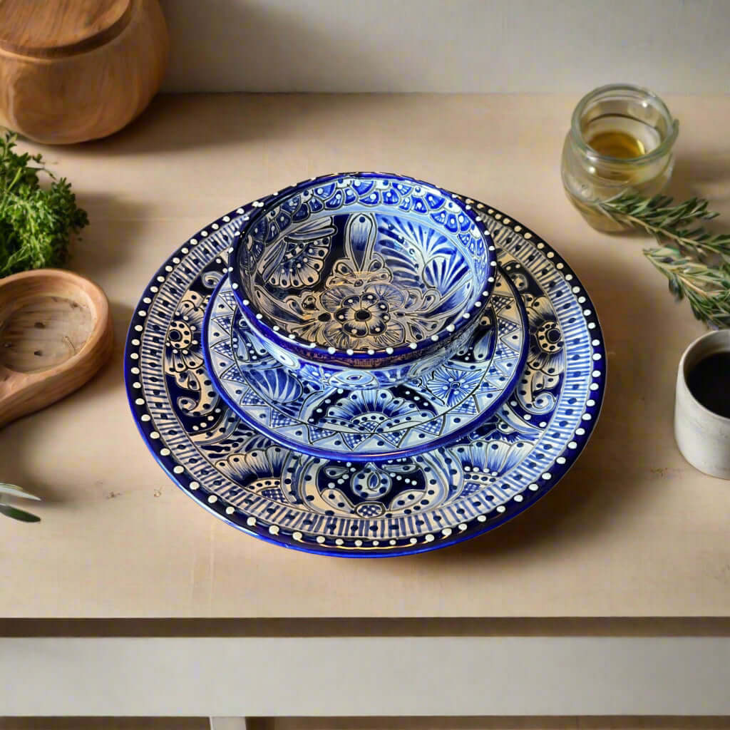 Blue & White Talavera Dinnerware Set | 12-Piece Set for 4 The Talavera Hub