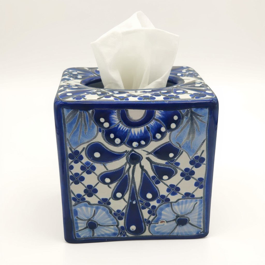 Blue & White Talavera Tissue Box | Handmade Mexican Accent The Talavera Hub