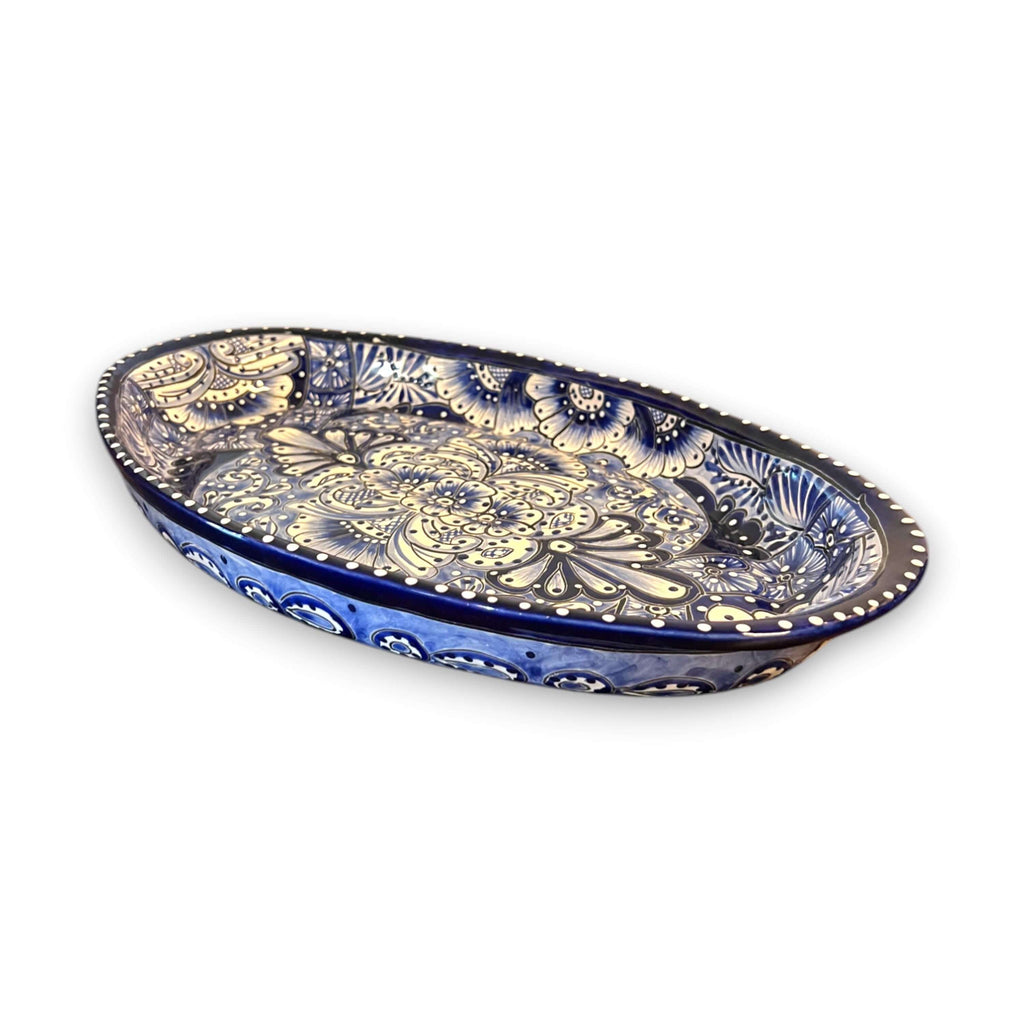 Talavera Oval Serving Platter | Blue & White Mexican Kitchenware The Talavera Hub