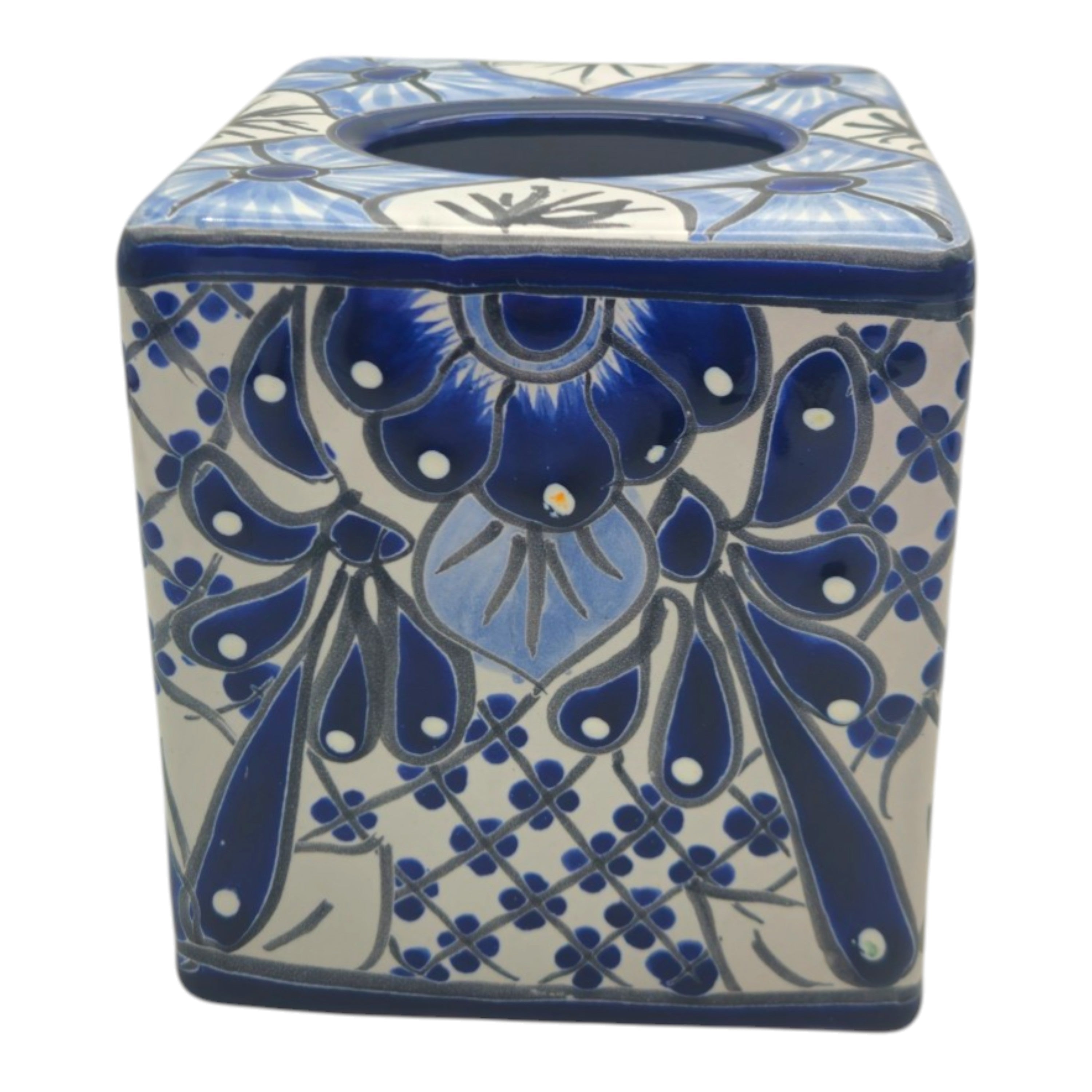 Blue & White Talavera Tissue Box | Handmade Mexican Accent The Talavera Hub