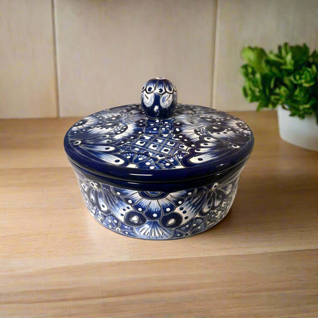 Blue & White Talavera Tortilla Warmer | Handmade Mexican Kitchenware The Talavera Hub