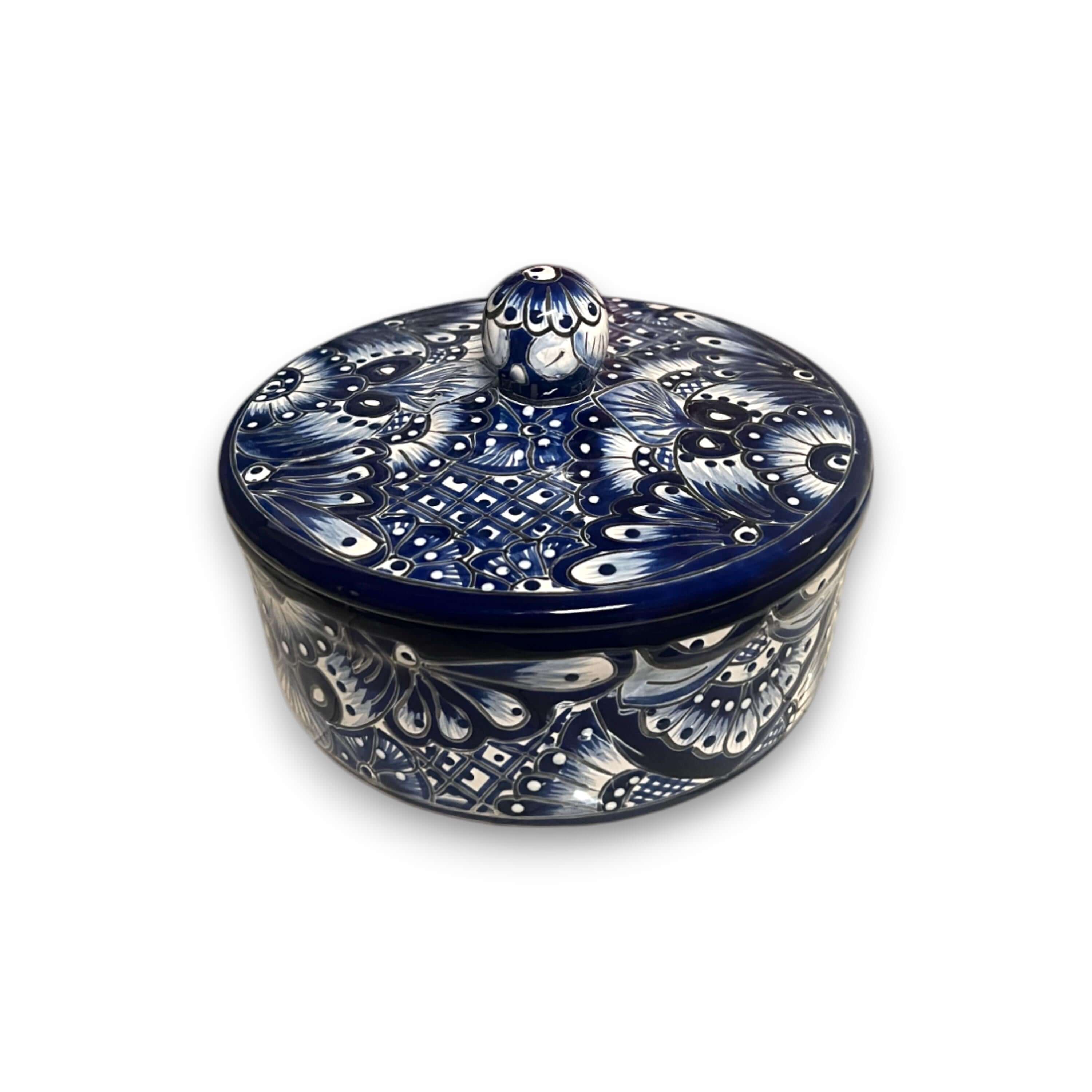 Blue & White Talavera Tortilla Warmer | Handmade Mexican Kitchenware The Talavera Hub