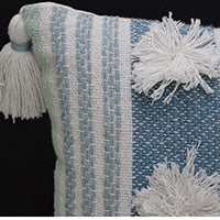 Accent Pillow with Large Poms and Corner Tassels 14" x 20" with Insert Vibhsa