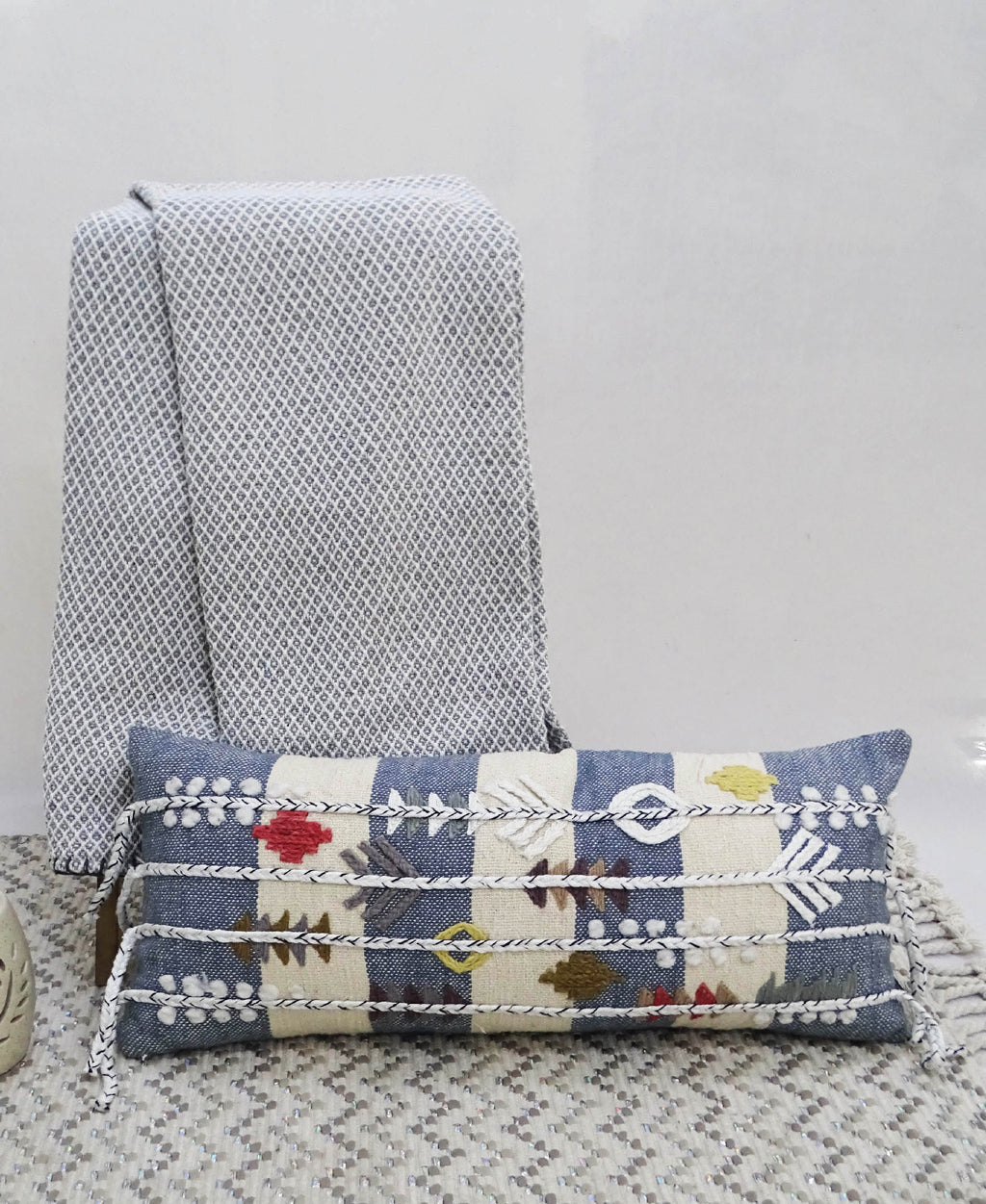 Decorative Embroidery Throw Pillow 12" X 30" Vibhsa