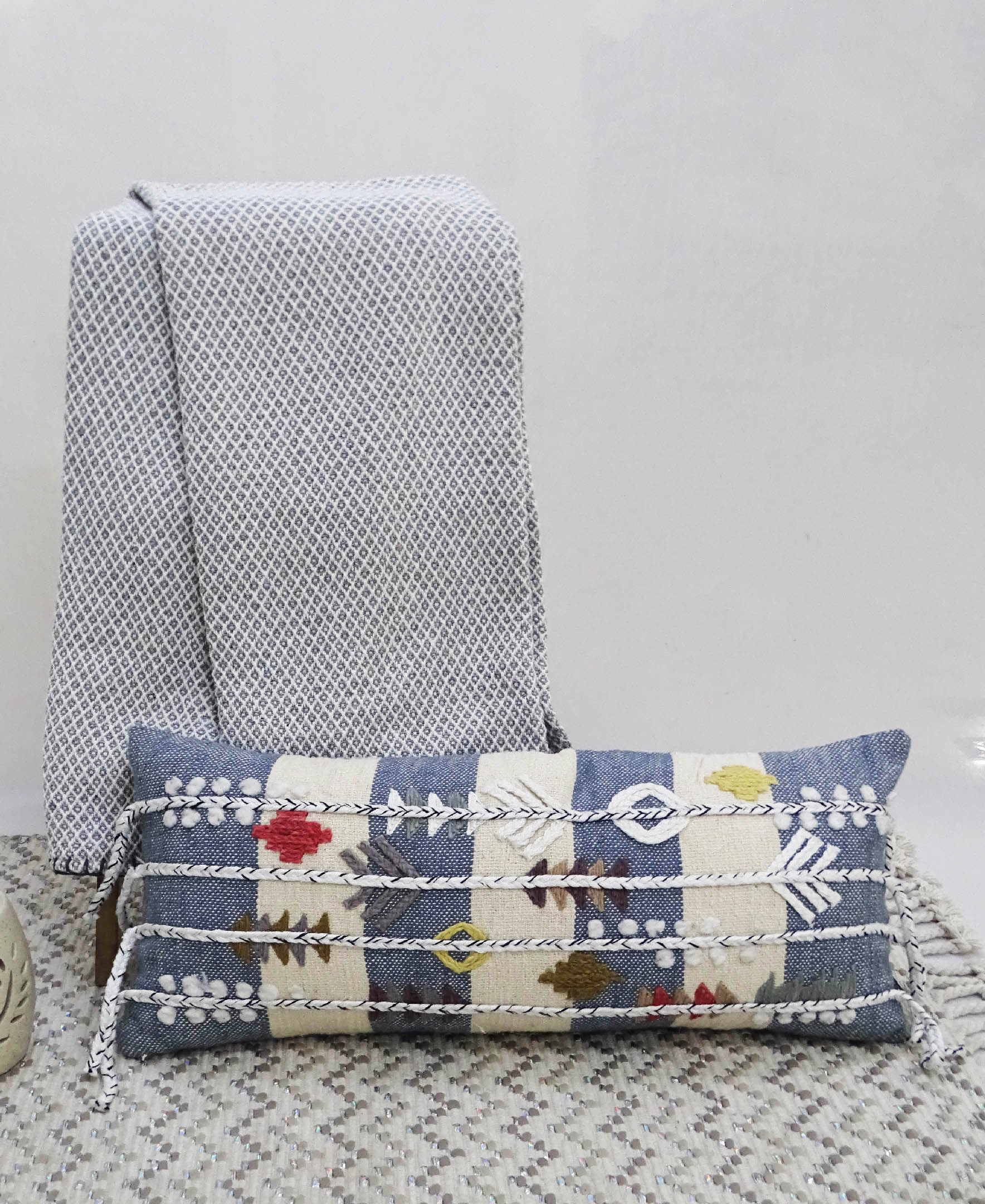 Decorative Embroidery Throw Pillow 12" X 30" Vibhsa