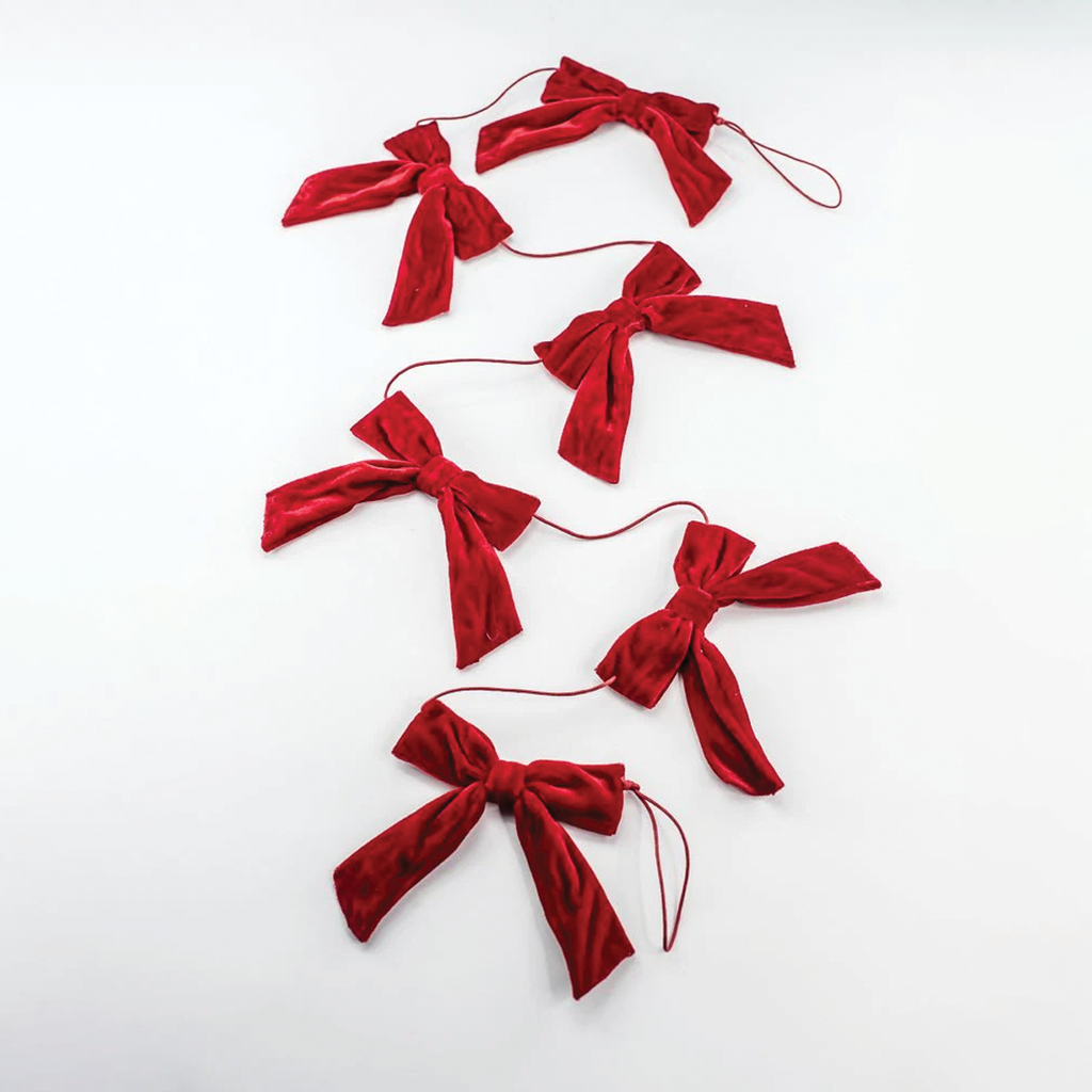 5ft. Red Velvet Bow Garland Branches Designs