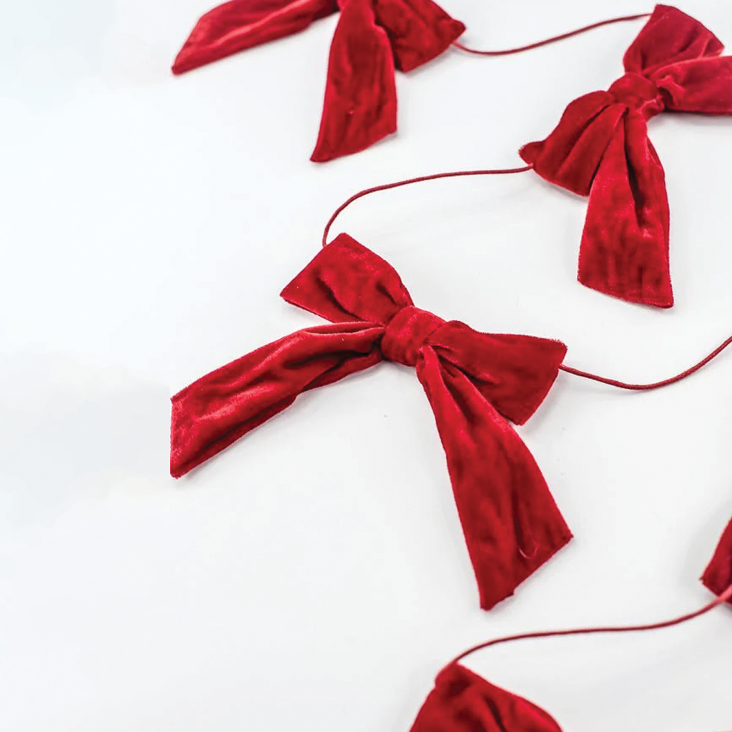 5ft. Red Velvet Bow Garland Branches Designs
