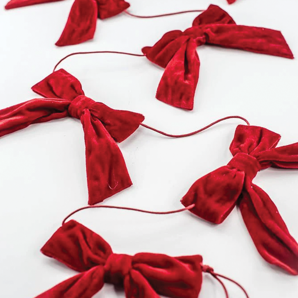 5ft. Red Velvet Bow Garland Branches Designs