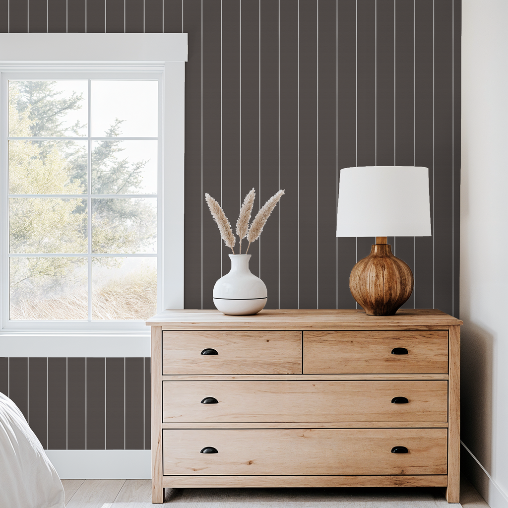 Pinstripe Dot (Brown) Wallpaper WALL BLUSH