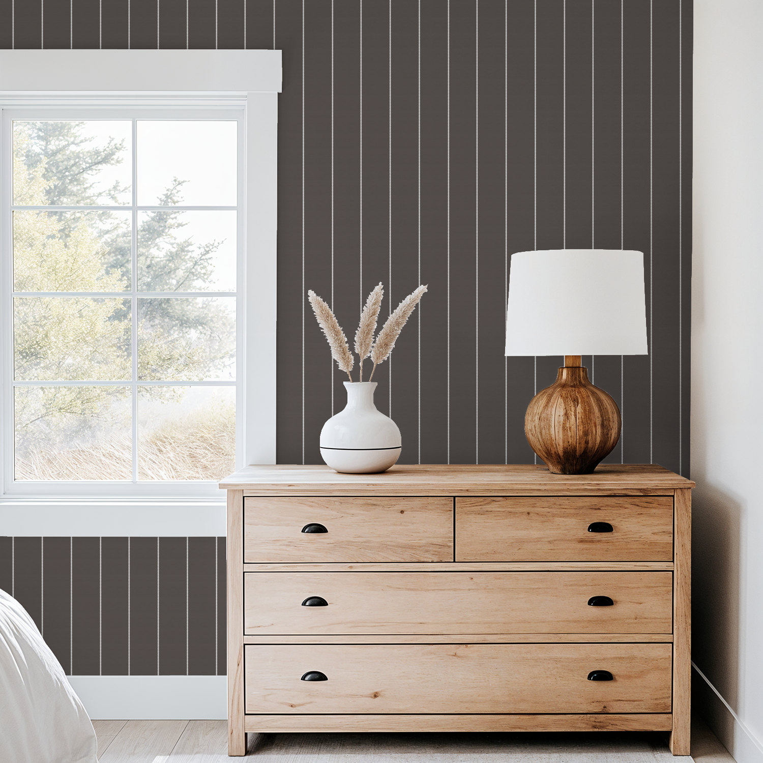 Pinstripe Dot (Brown) Wallpaper WALL BLUSH