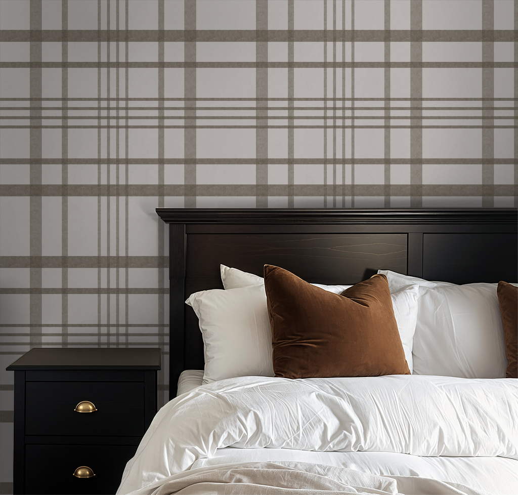 Ashford Plaid (Brown) Wallpaper WALL BLUSH