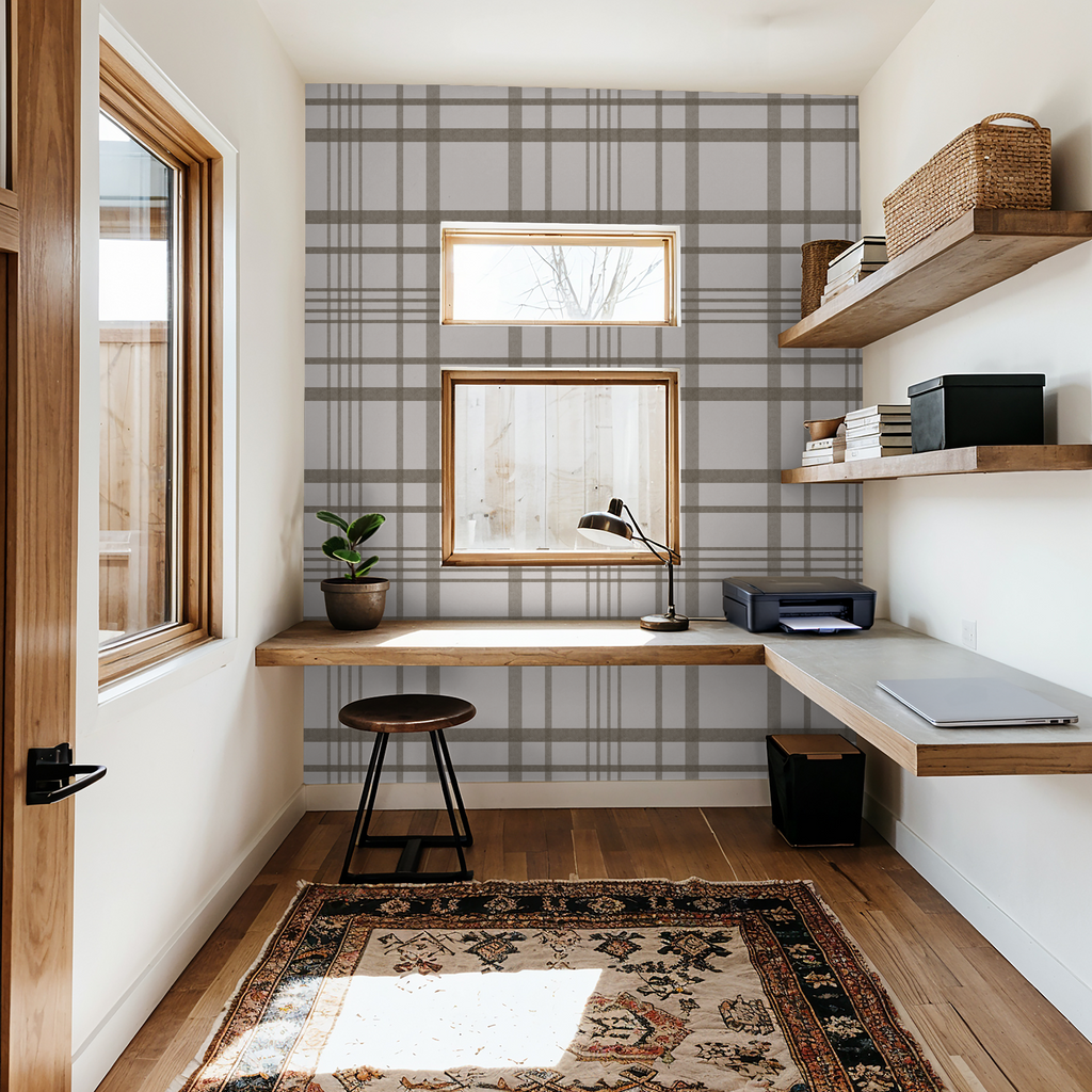 Ashford Plaid (Brown) Wallpaper WALL BLUSH
