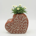 Brown & White Talavera Heart Vase | Hand-Painted Pottery The Talavera Hub