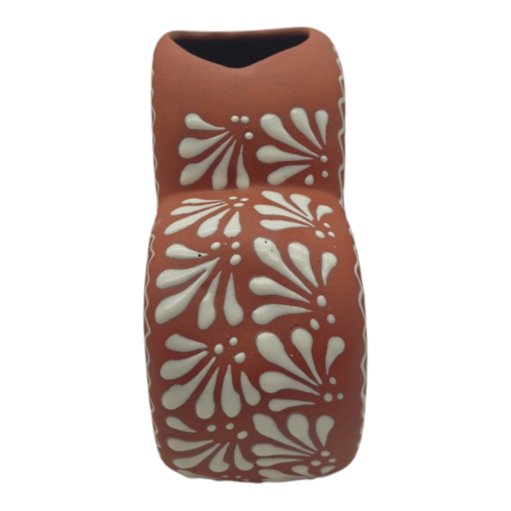 Brown & White Talavera Heart Vase | Hand-Painted Pottery The Talavera Hub